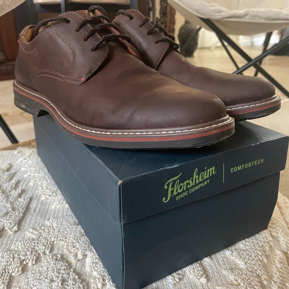 Florsheim Norwalk Plain Toe Oxford Mens Dress Shoe Size 10.5 Brown Crazy Horse